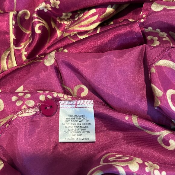 Morgan Taylor Burgundy and Gold Floral Satin Pajama Set - Picture 13 of 13
